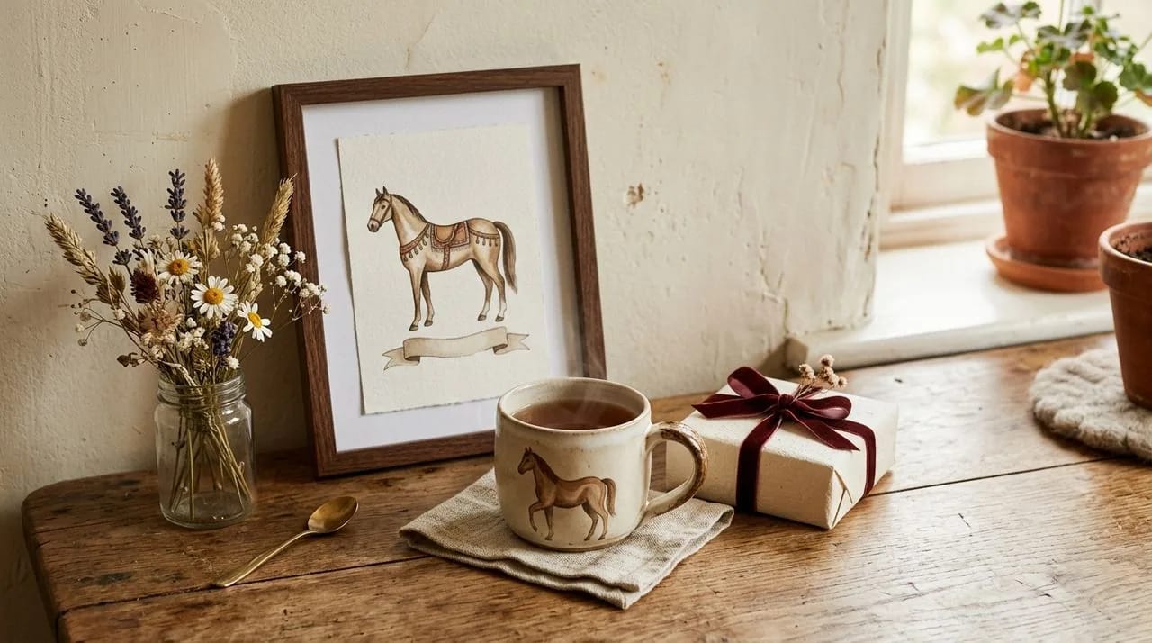 Lifestyle scene representing gifts for horse mums