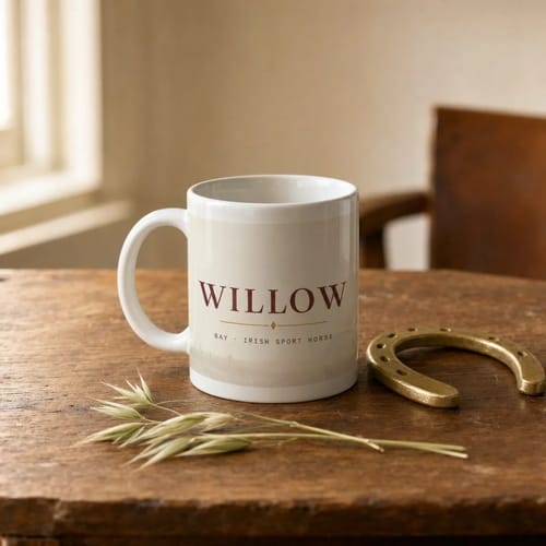 A personalised horse name ceramic mug