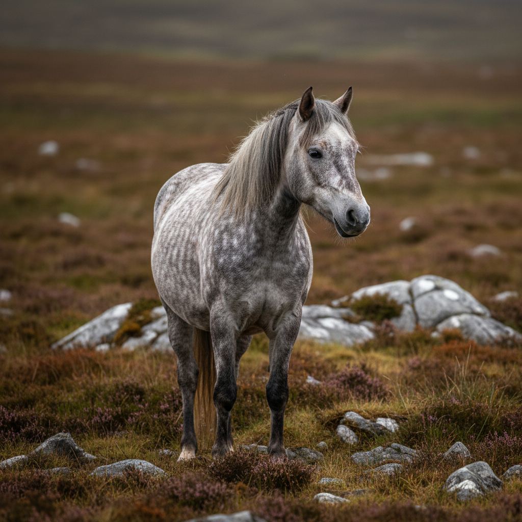 A Connemara Pony in editorial photographic style