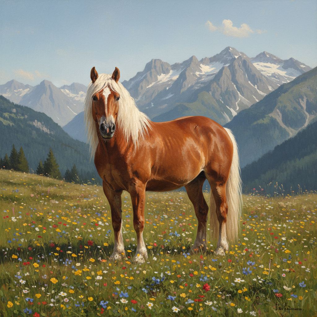 A Haflinger in editorial photographic style