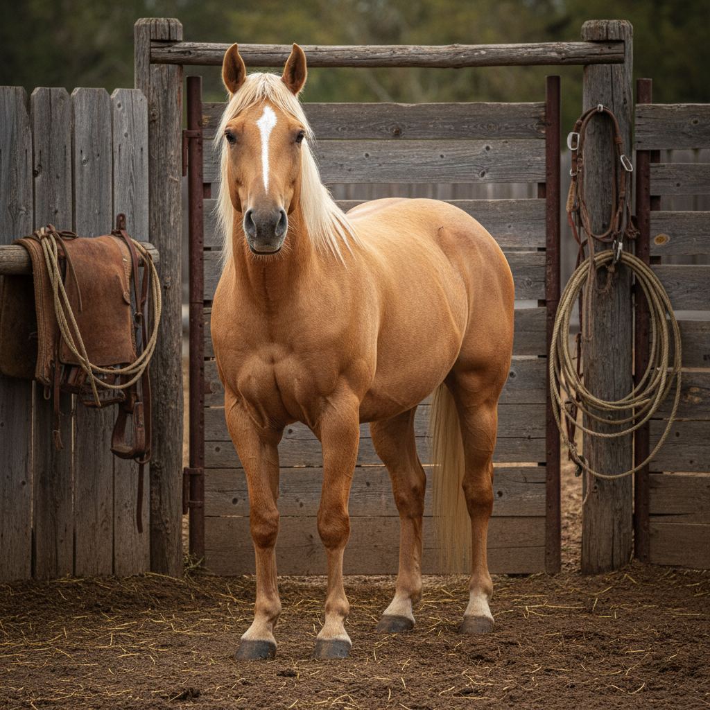 A Quarter Horse in editorial photographic style