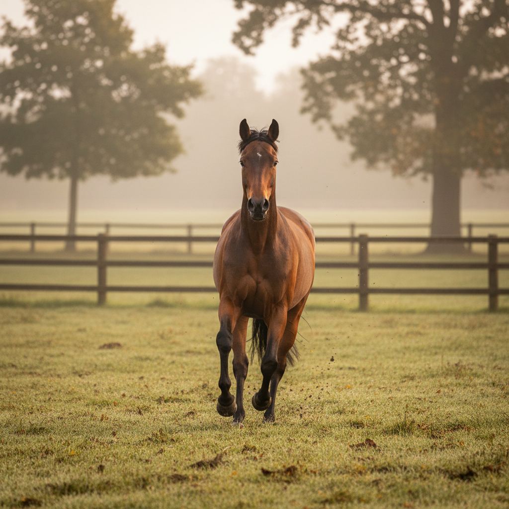 A Thoroughbred in editorial photographic style