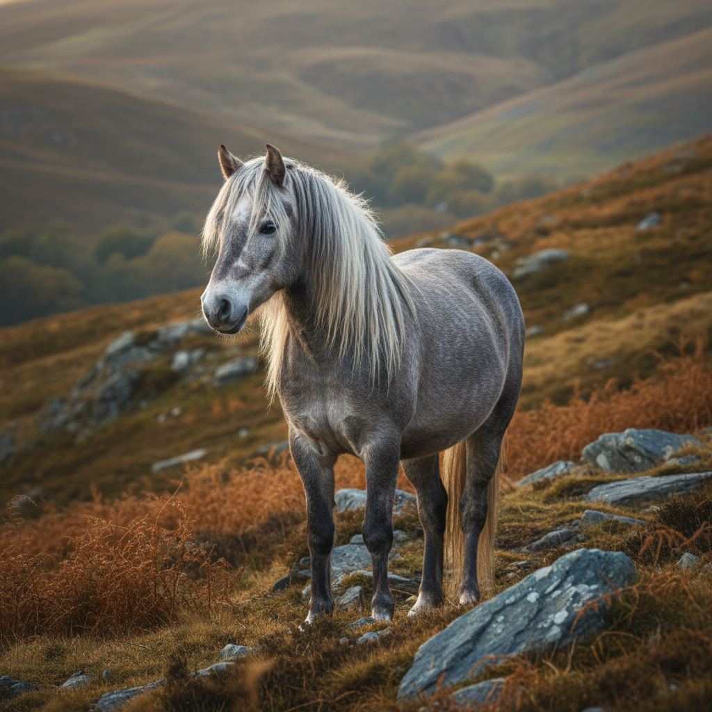 A Welsh Pony in editorial photographic style