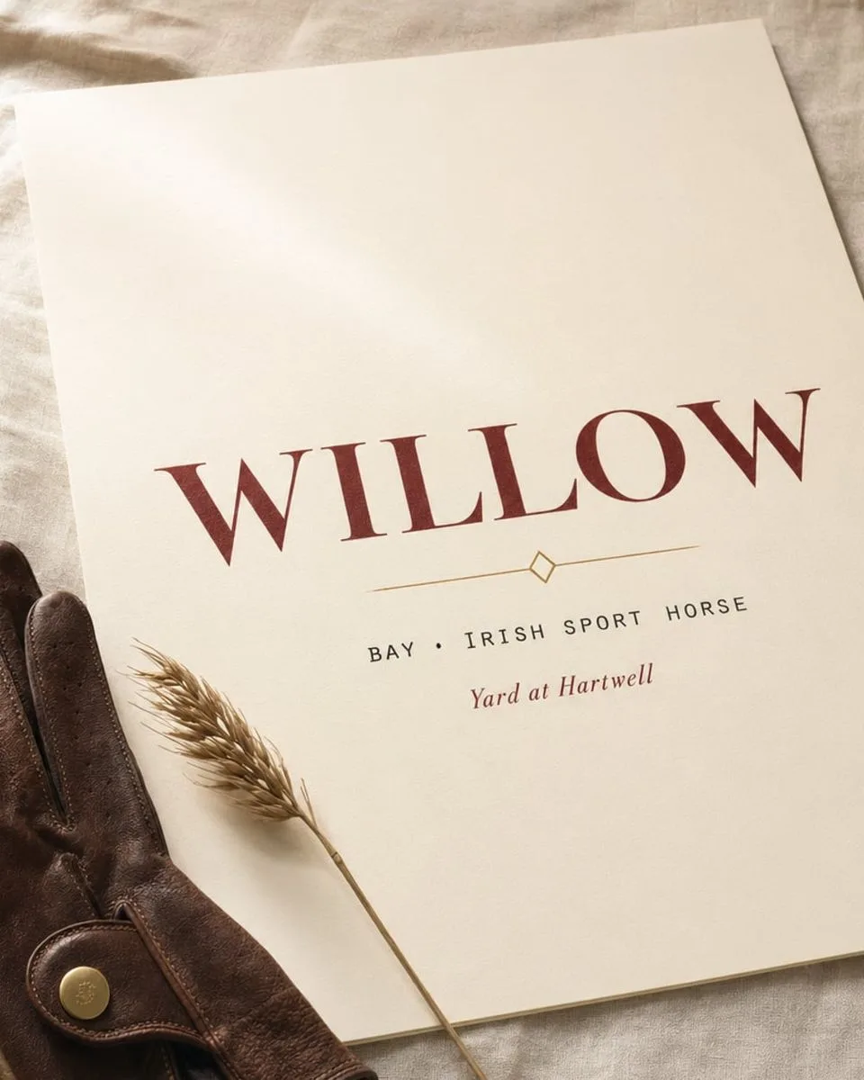 A personalised horse name print in editorial typography