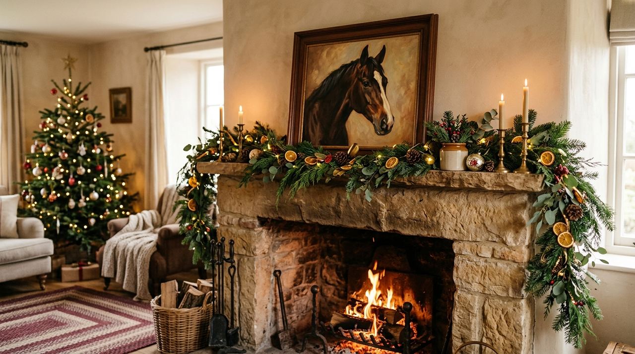 Lifestyle scene representing equestrian christmas gifts