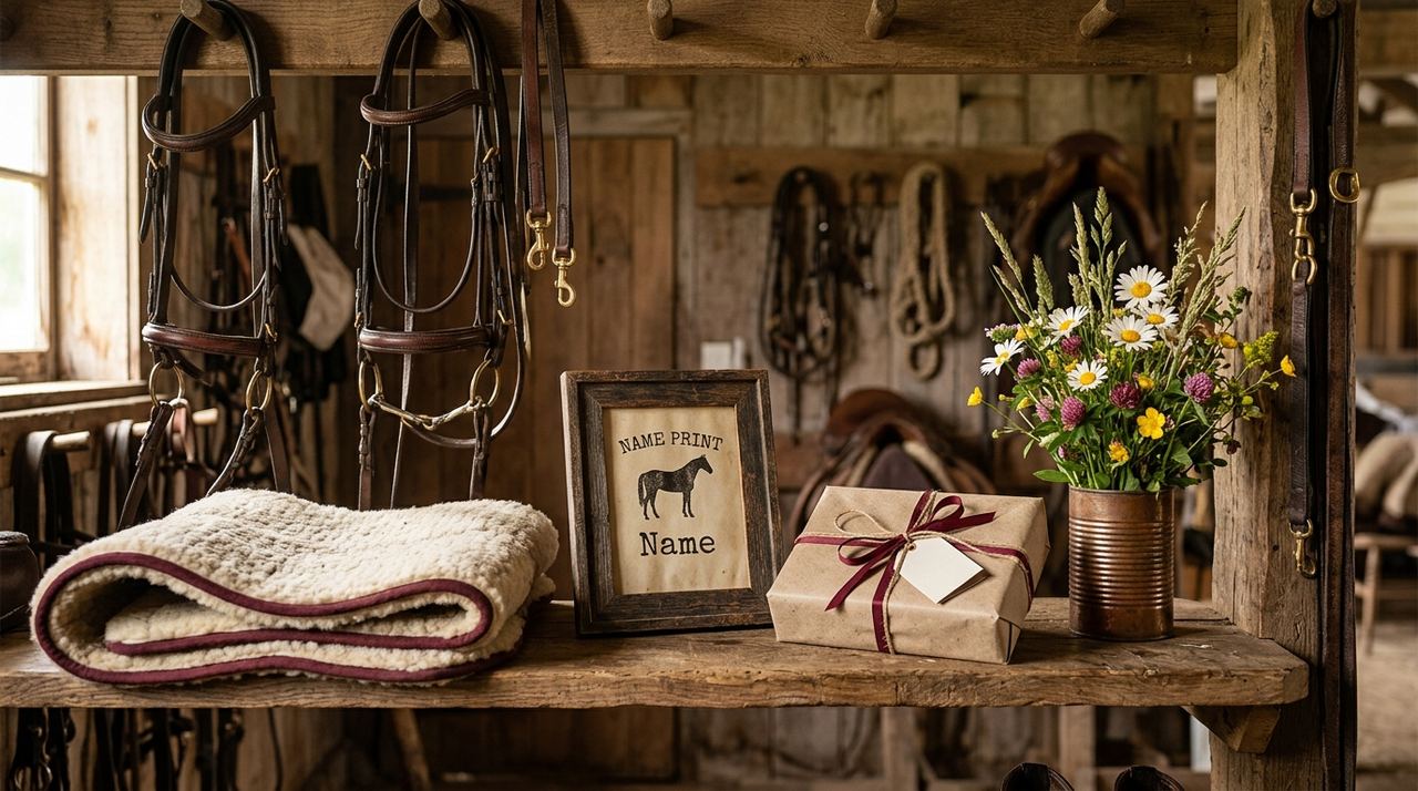 Lifestyle scene representing leaving gifts for a stable manager or yard owner