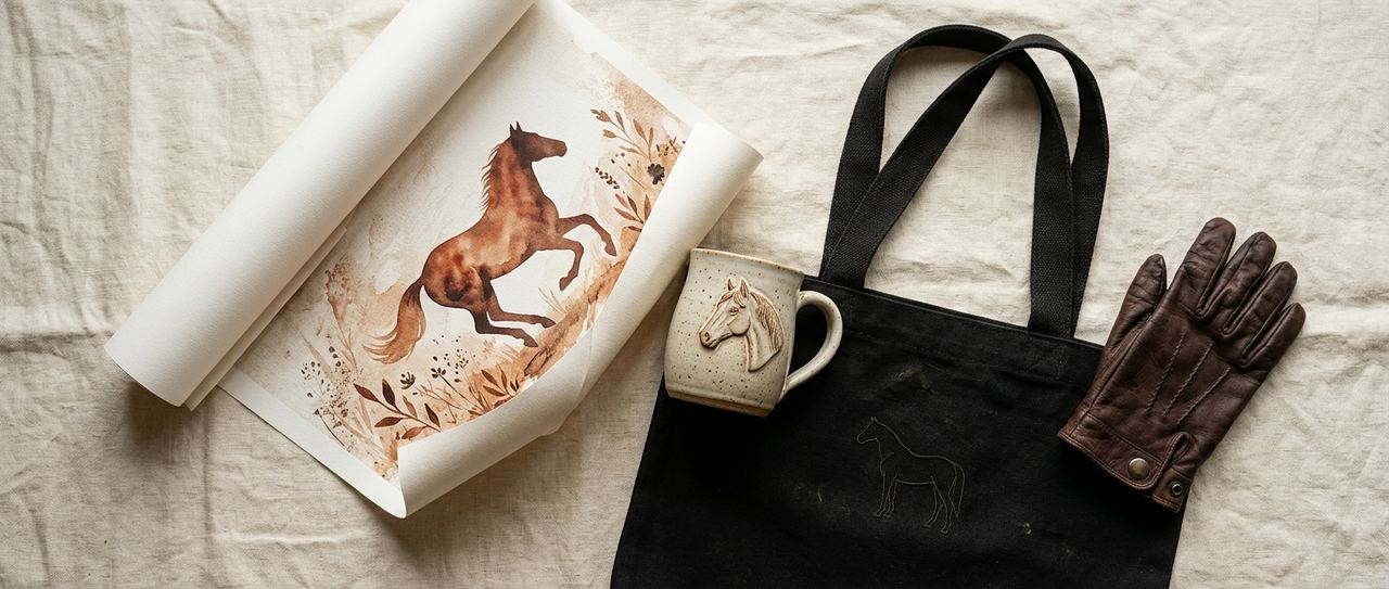 Lifestyle scene representing personalised horse gifts under £50