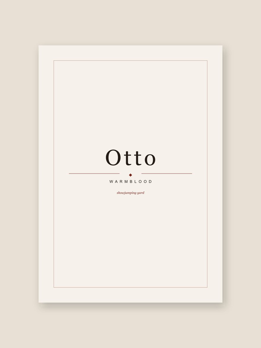 A horse name print reading Otto, with Warmblood set beneath it in editorial type.