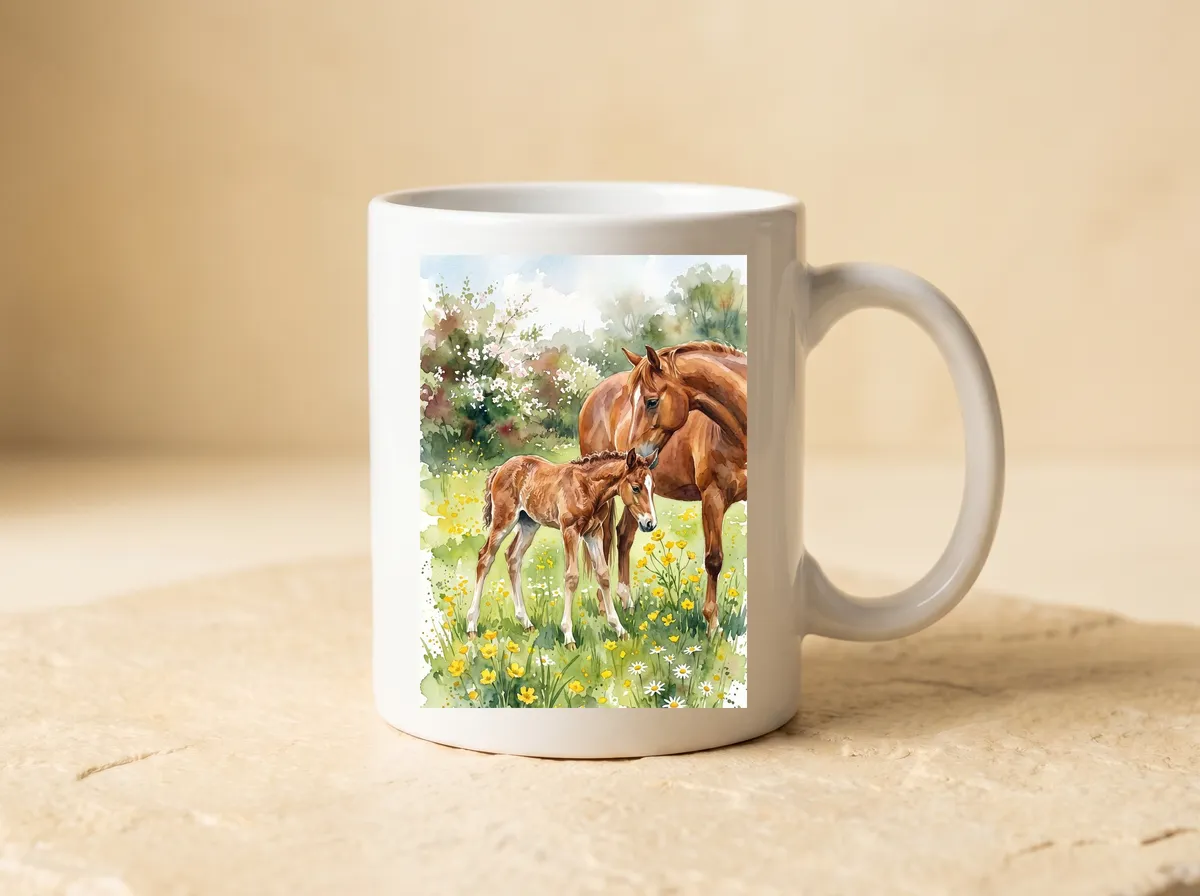 Foal in Spring on an 11oz mug