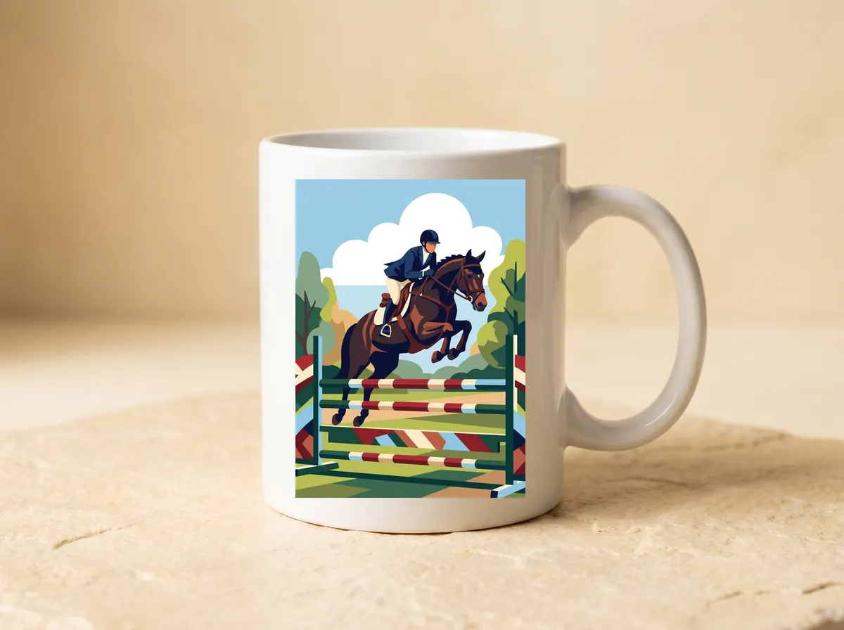 Showjumping on an 11oz mug