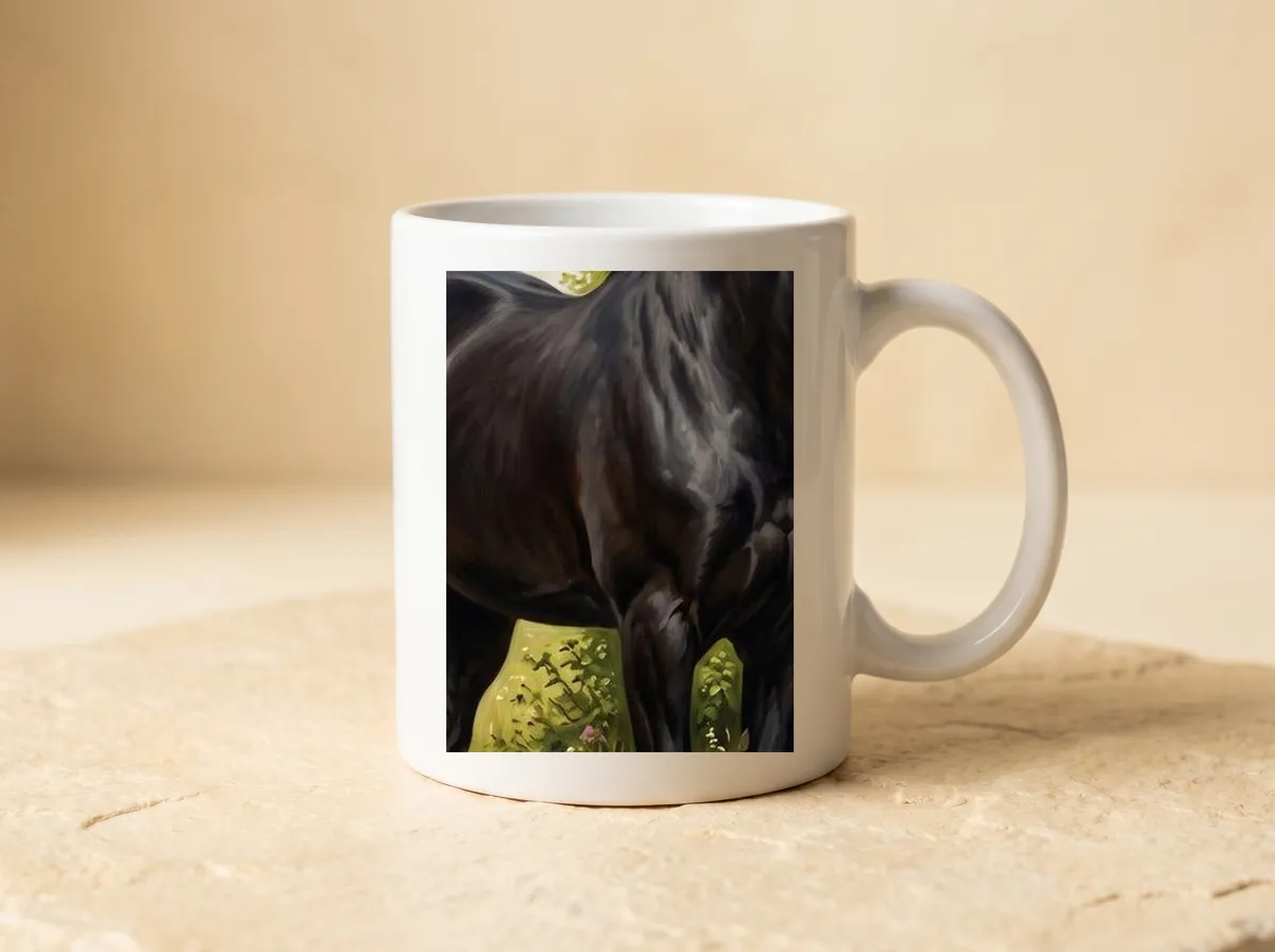 The Shire Horse printed on a white 11oz mug.